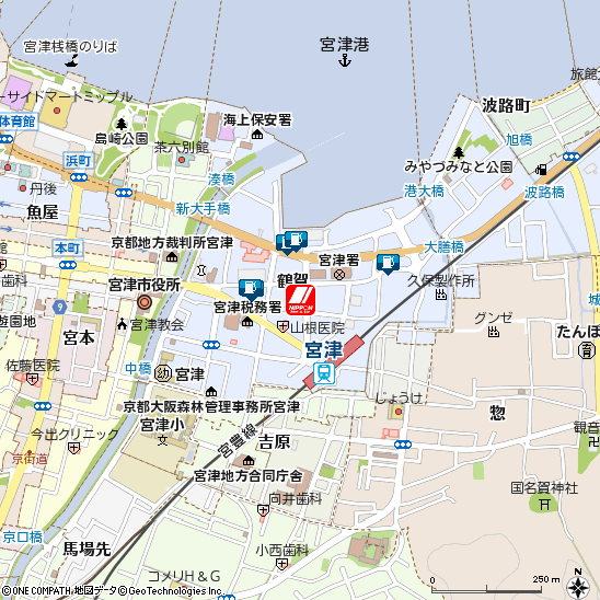 宮津天橋立付近の地図